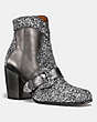 COACH®,WESTERN BUCKLE BOOTIE,Mixed Material,GUNMETAL/GUNMETAL,Front View