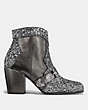 COACH®,WESTERN BUCKLE BOOTIE,Mixed Material,GUNMETAL/GUNMETAL,Angle View