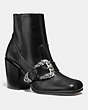 COACH®,WESTERN BUCKLE BOOTIE,Mixed Material,Black,Front View
