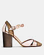 COACH®,ANKLE STRAP PUMP,Mixed Material,Rose Gold/Rose Gold,Angle View
