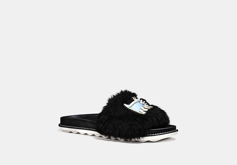 COACH®,COACH X KEITH HARING SLIDE,Suede,Black,Front View image number 0