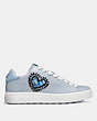 COACH®,COACH X KEITH HARING C101 LOW TOP SNEAKER,Leather,Azure/Artic,Angle View