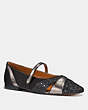 COACH®,MARY JANE FLAT,Mixed Material,Black/Gunmetal,Front View