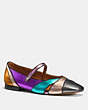COACH®,MARY JANE FLAT,Leather,Metallic Multi,Front View