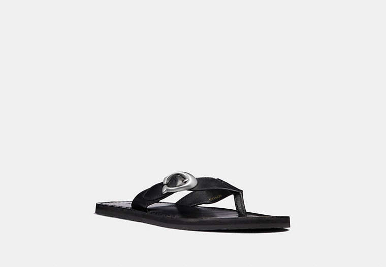 COACH®,SIGNATURE BUCKLE FLIP FLOP,Mixed Material,Black,Front View image number 0