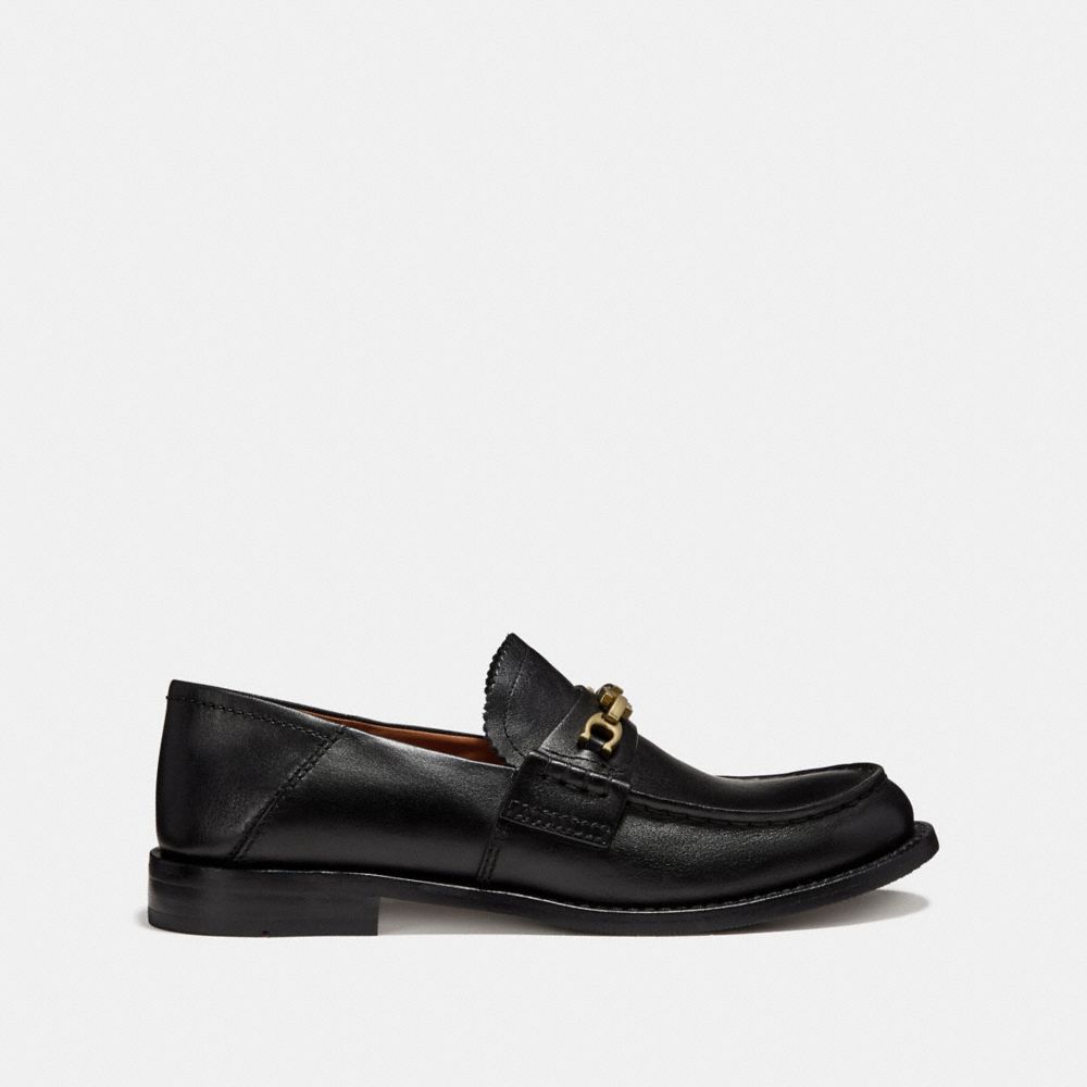 COACH®,PUTNAM LOAFER,Leather,Black,Angle View