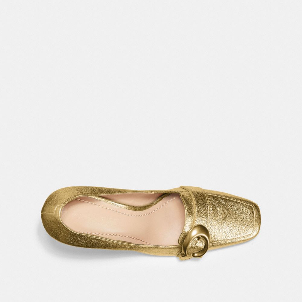 COACH®,JADE LOAFER,Metallic Leather,Gold,Inside View,Top View