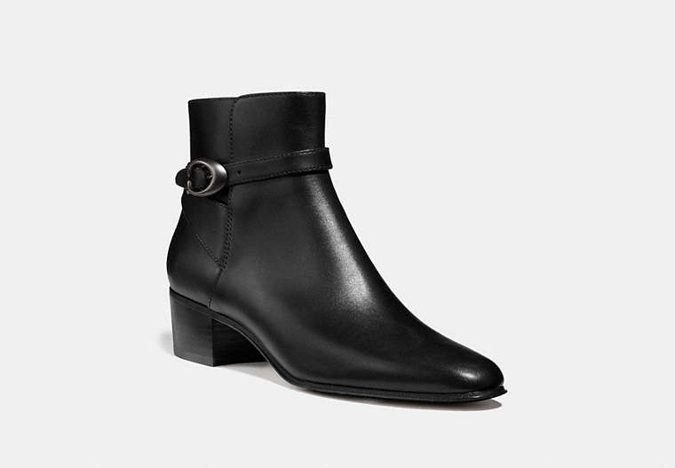 COACH®,CHRYSTIE BOOTIE,Leather,Black,Front View