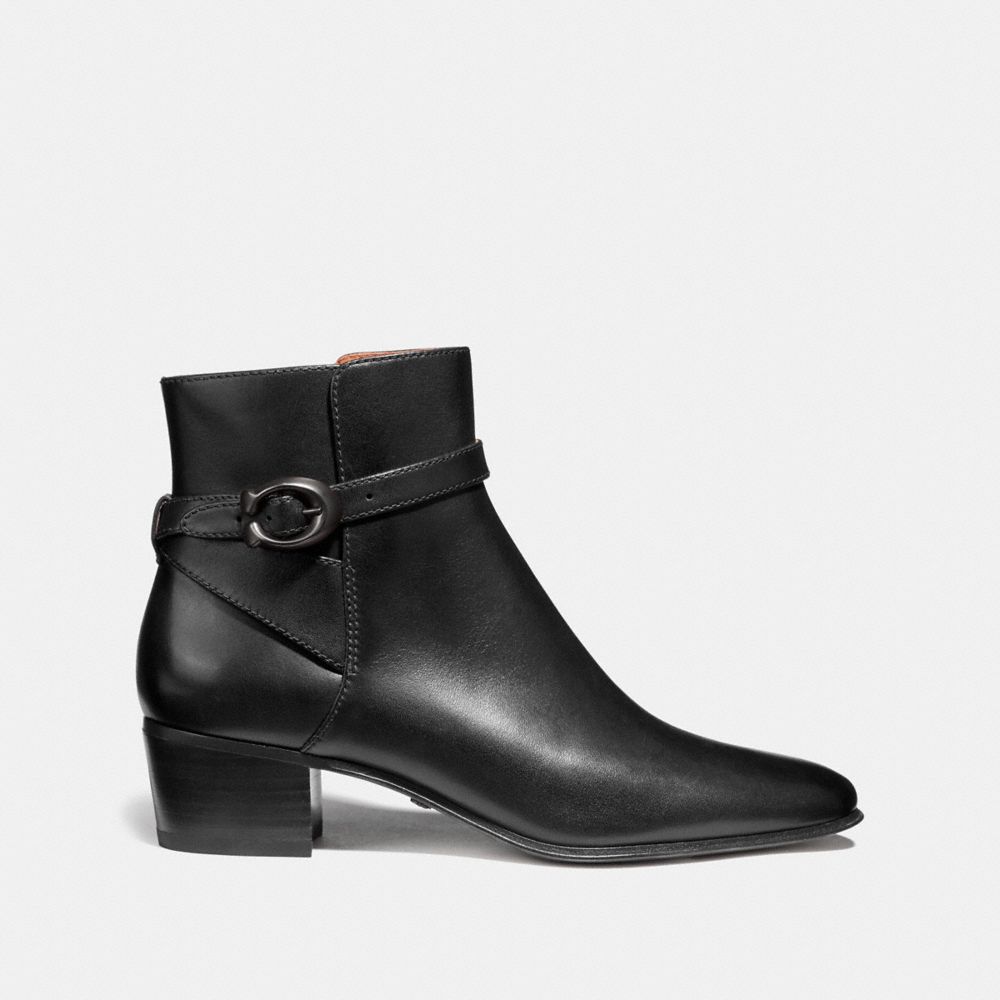 COACH®,CHRYSTIE BOOTIE,Leather,Black,Angle View