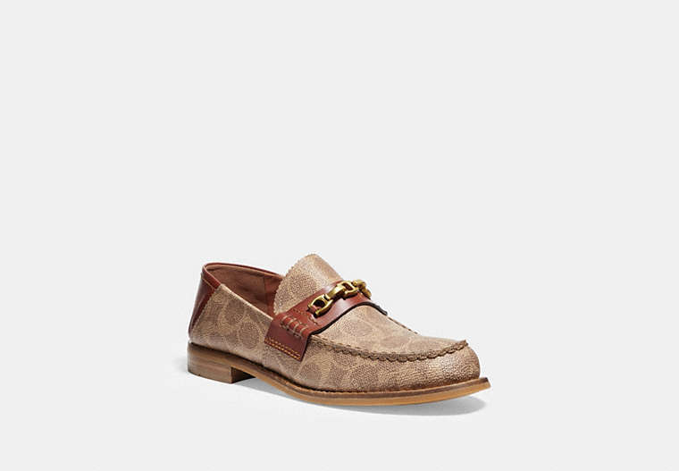 COACH®,PUTNAM LOAFER IN SIGNATURE CANVAS,Coated Canvas,Tan/Rust,Front View