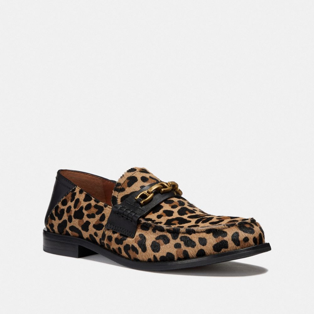 COACH®,PUTNAM LOAFER WITH LEOPARD PRINT,Haircalf,Natural,Front View