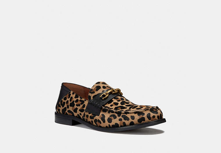 COACH®,PUTNAM LOAFER WITH LEOPARD PRINT,Haircalf,Natural,Front View image number 0