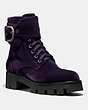 COACH®,LUCY LACE UP BOOTIE,Velvet,Dark Wisteria,Front View