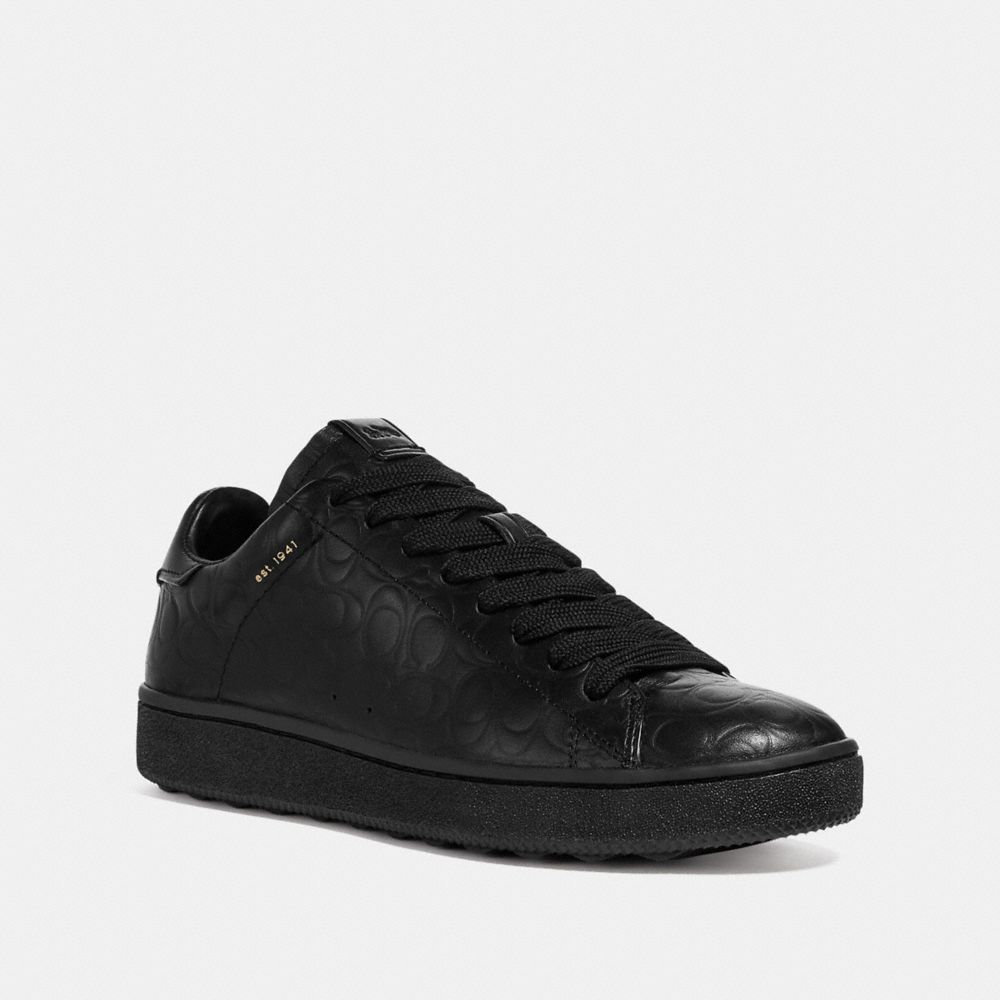 COACH®,C101 LOW TOP SNEAKER,Leather,Black,Front View