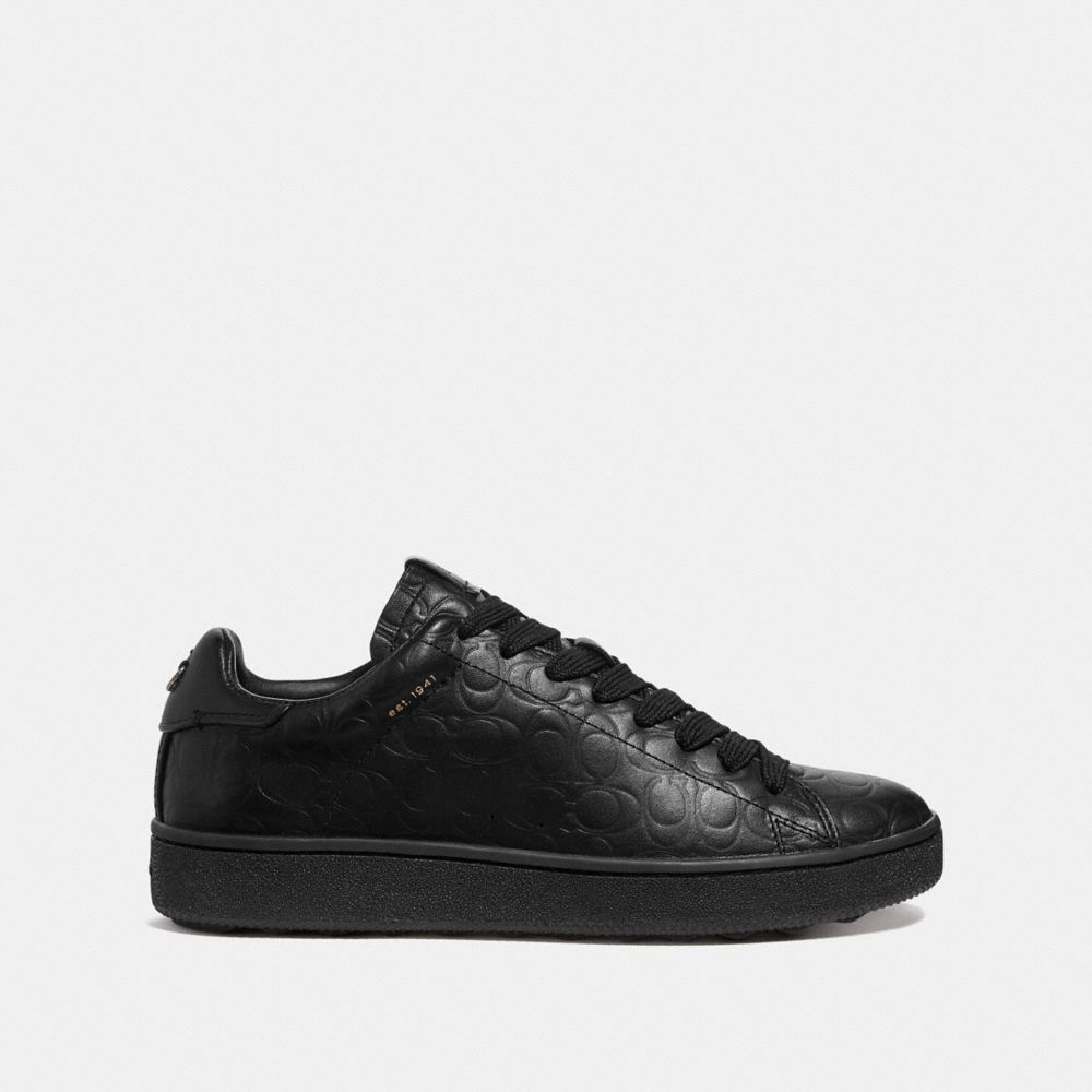 COACH®,C101 LOW TOP SNEAKER,Leather,Black,Angle View