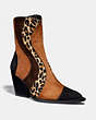 COACH®,PATCHWORK BOOTIE WITH LEOPARD PRINT,Mixed Material,Black/Cedar/Natural/Espresso,Front View