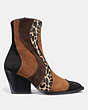 COACH®,PATCHWORK BOOTIE WITH LEOPARD PRINT,Mixed Material,Black/Cedar/Natural/Espresso,Angle View