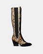 COACH®,LACE UP BOOT WITH PATCHWORK SNAKE,Python,Black/Cuoio/Roccia,Angle View