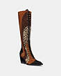 Lace Up Boot With Patchwork Leopard