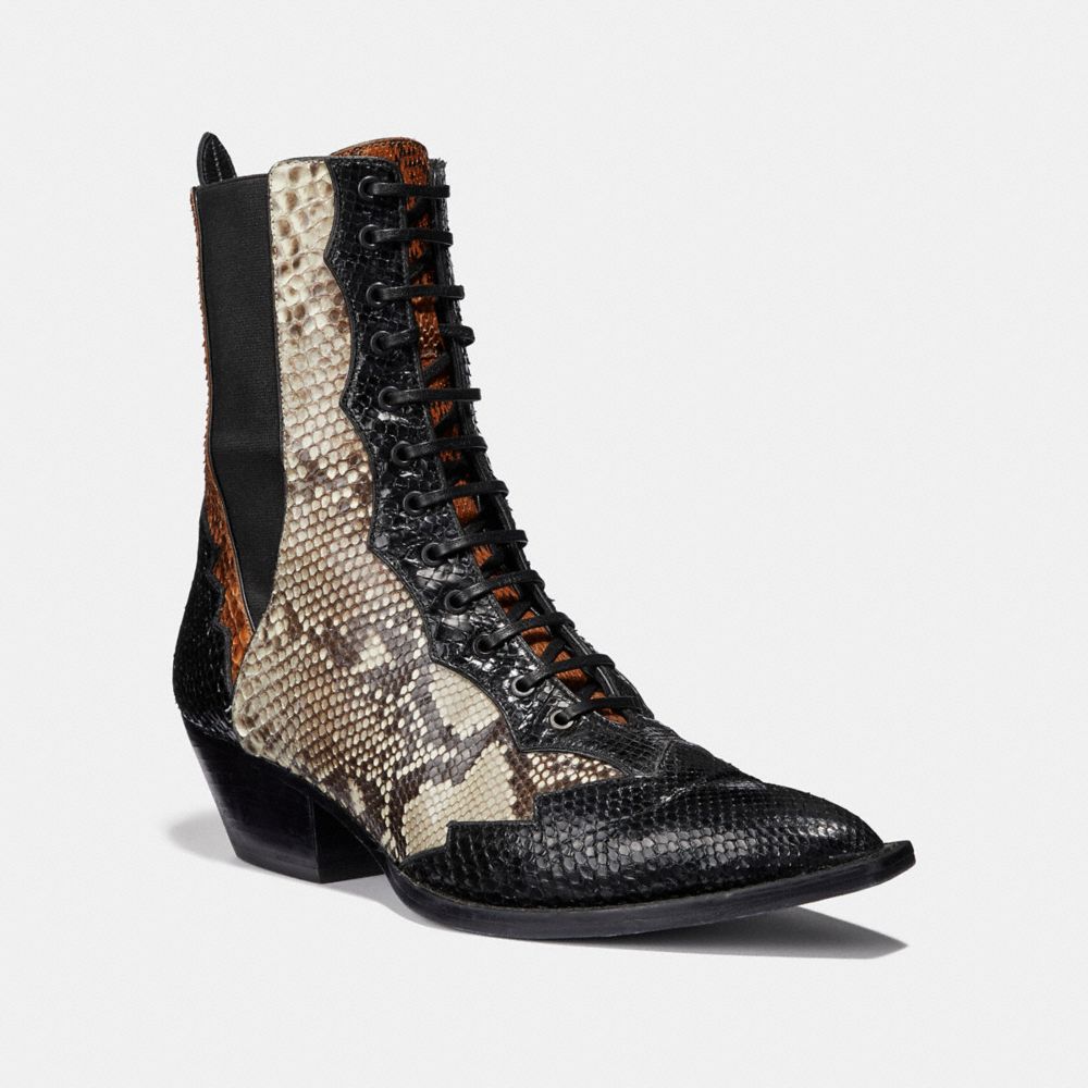 COACH®,Python,Noir/Cuir/Bordeaux,Front View