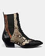 Lace Up Bootie With Patchwork Snake