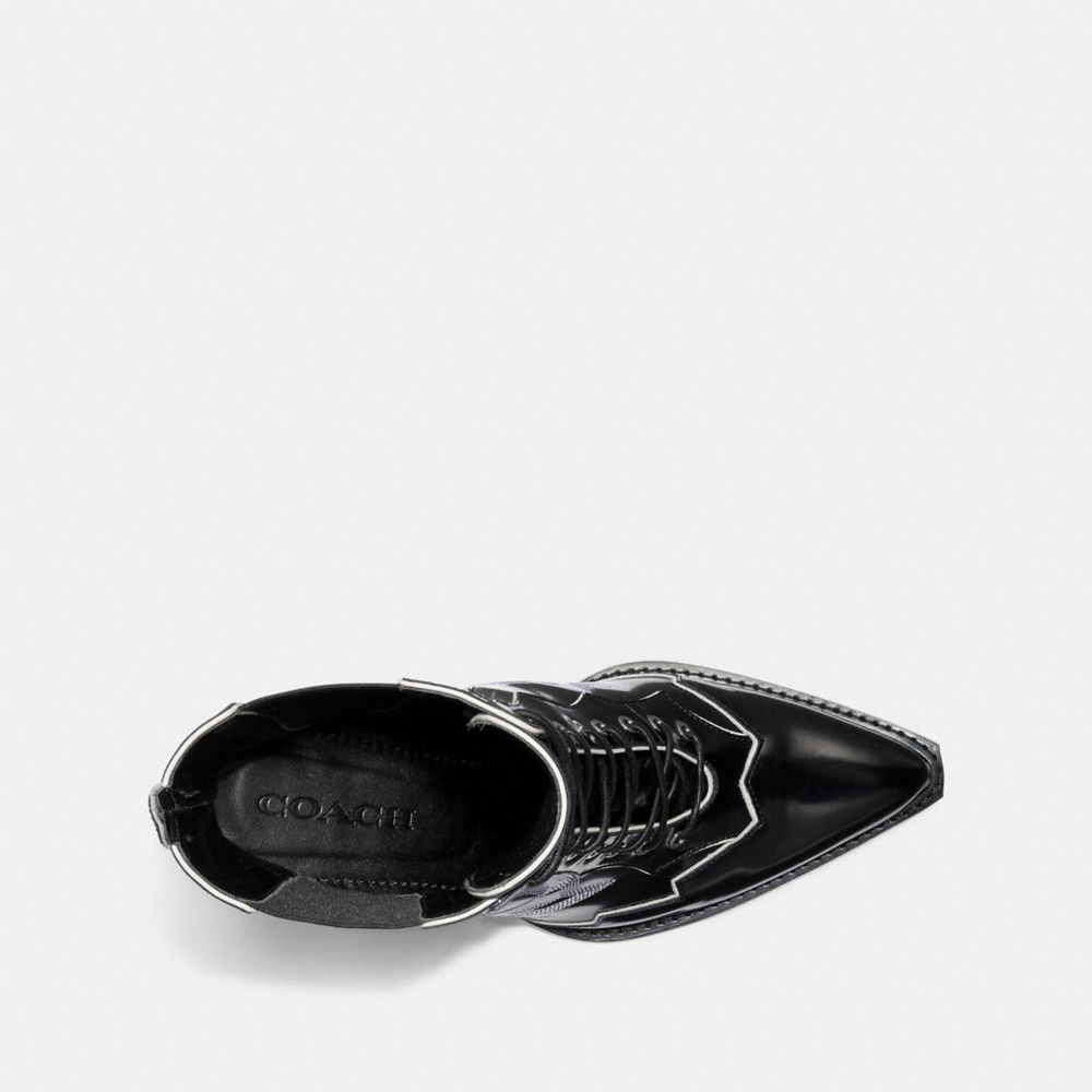 COACH®,Lace Up Bootie With Western Stitch,,Inside View,Top View
