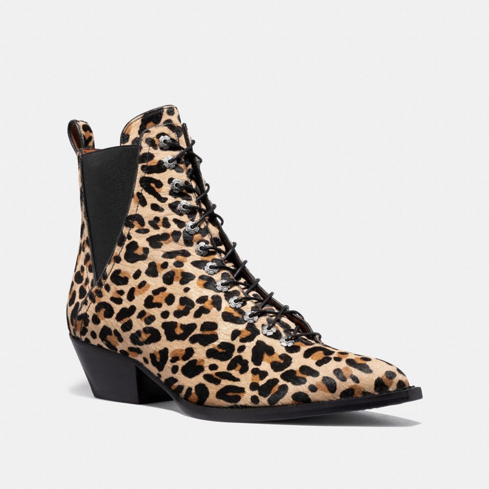 Lace Up Bootie With Leopard Print