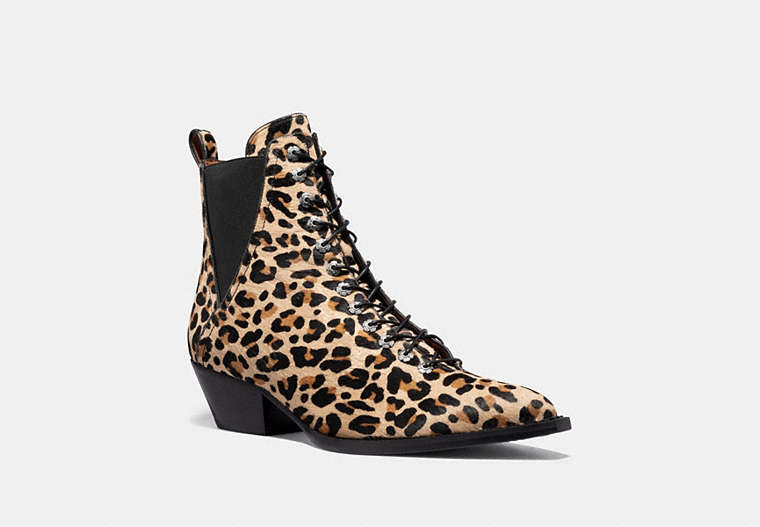 Lace Up Bootie With Leopard Print