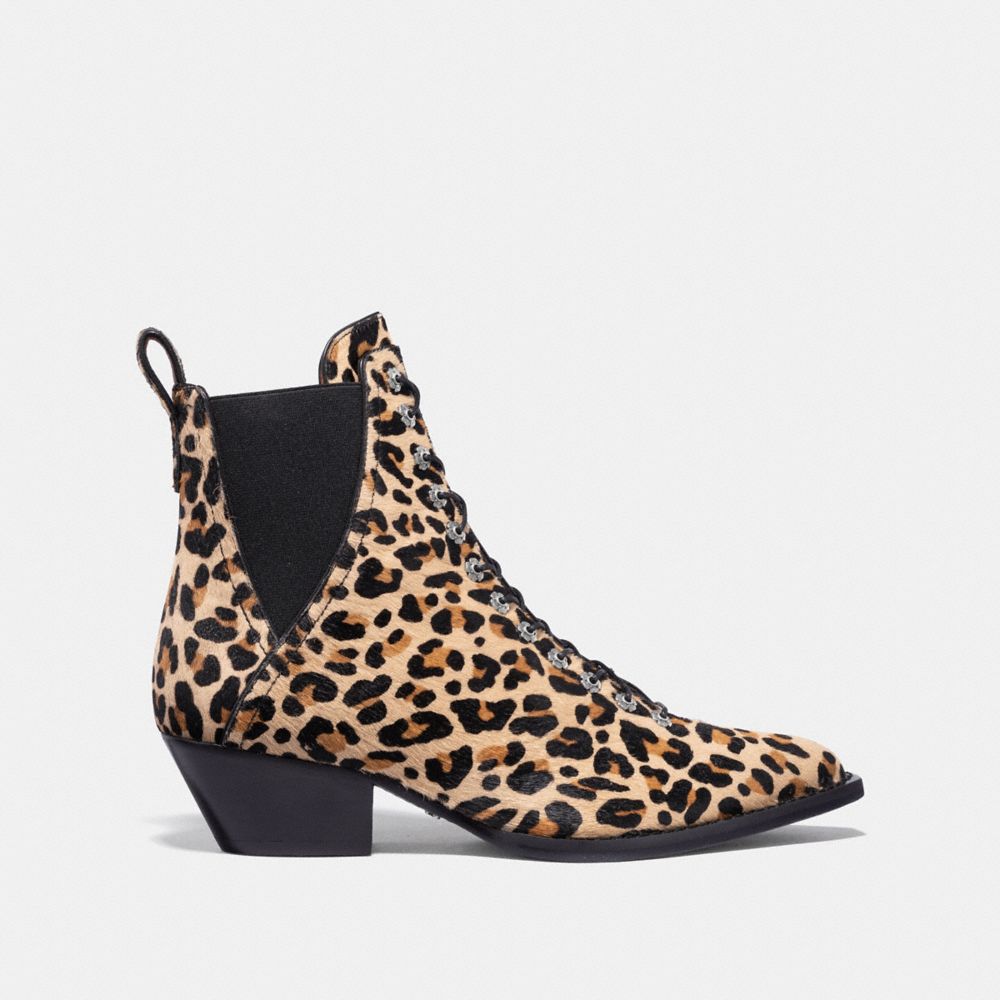 Lace Up Bootie With Leopard Print