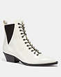 COACH®,LACE UP BOOTIE,Leather,Ivory,Front View