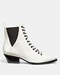 COACH®,LACE UP BOOTIE,Leather,Ivory,Angle View