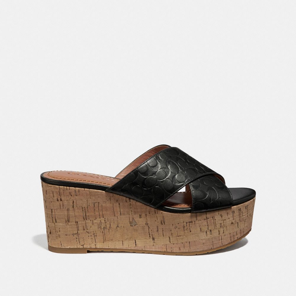 Cross Band Wedge Slide Sandal