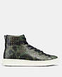 C211 High Top Sneaker With Camo Print And Studs