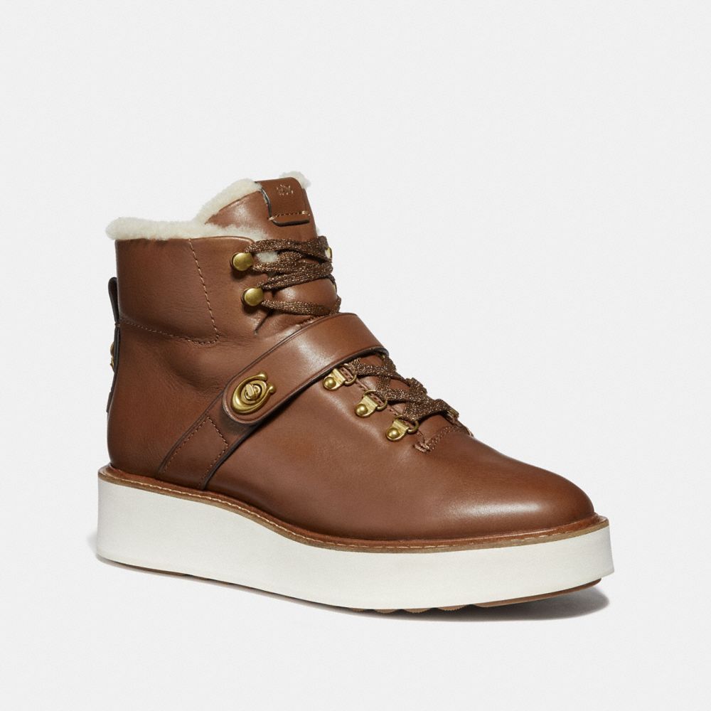 COACH®,COACH CITY HIKER,Leather,Brown,Front View