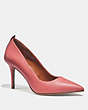 COACH®,WAVERLY PUMP,Leather,Bright Coral,Front View