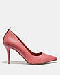 COACH®,WAVERLY PUMP,Leather,Bright Coral,Angle View