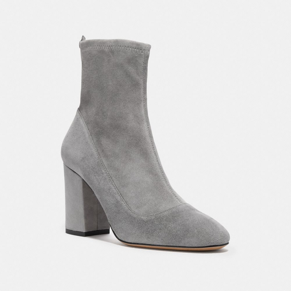 COACH®,GIANA STRETCH BOOTIE,Suede,Heather Grey,Front View