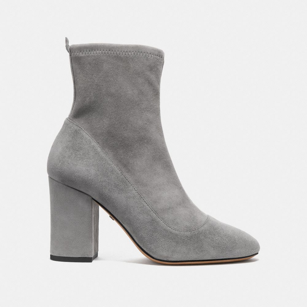 COACH®,GIANA STRETCH BOOTIE,Suede,Heather Grey,Angle View