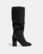 COACH®,GRAHAM SLOUCHY BOOT,Suede,Black,Angle View