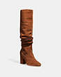 COACH®,GRAHAM SLOUCHY BOOT,Suede,Cognac,Front View