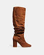 COACH®,GRAHAM SLOUCHY BOOT,Suede,Cognac,Angle View