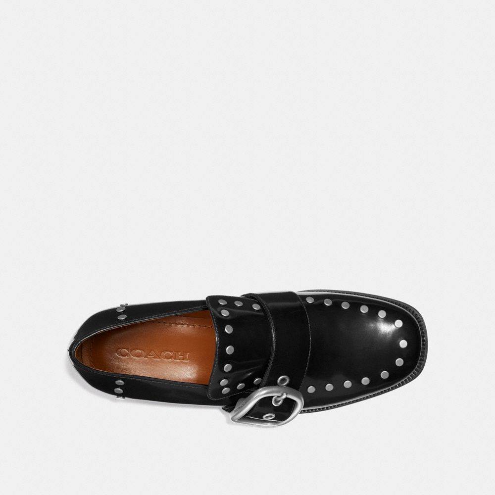 COACH®,ALEXA LOAFER WITH STUDS,Leather,Black,Inside View,Top View