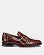 COACH®,ALEXA LOAFER WITH STUDS,Leather,Scarlet,Angle View