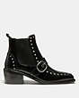 COACH®,NORA CHELSEA BOOTIE WITH STUDS,Leather,Black,Angle View