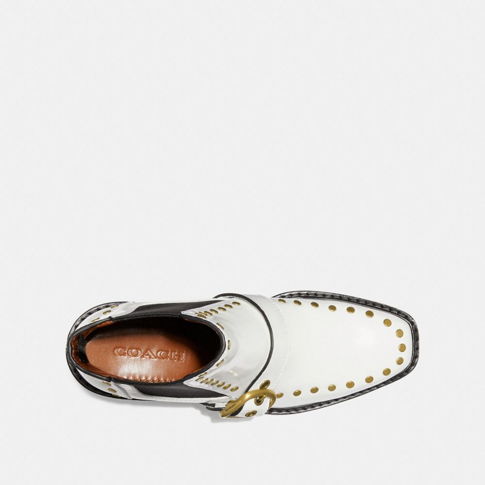COACH®,NORA CHELSEA BOOTIE WITH STUDS,Leather,White,Inside View,Top View