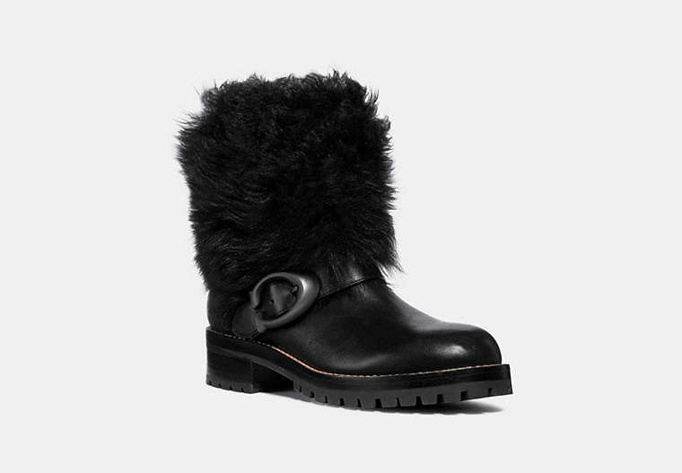 COACH®,LEIGHTON BOOTIE,Mixed Material,Black,Front View