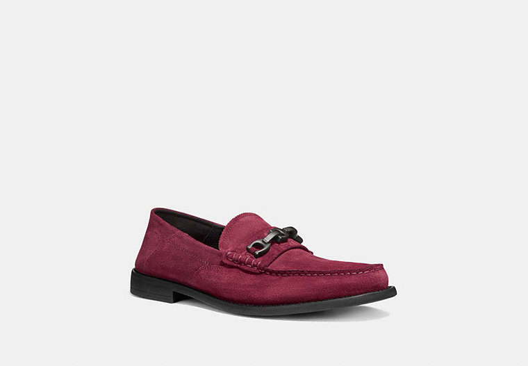 COACH®,CHAIN LOAFER,Suede,Cabernet,Front View