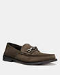 COACH®,CHAIN LOAFER,Suede,Olive,Front View