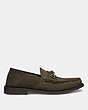 COACH®,CHAIN LOAFER,Suede,Olive,Angle View