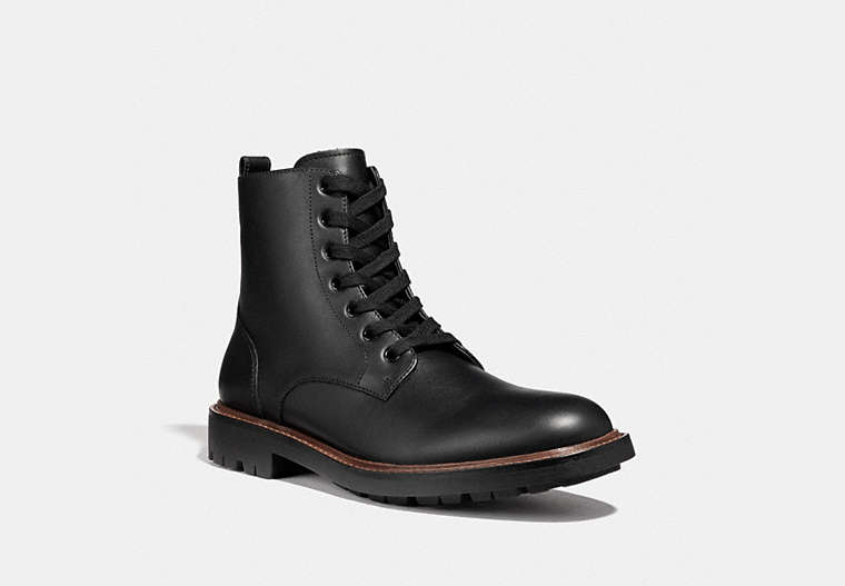 COACH®,LACE UP BOOT,n/a,Black,Front View